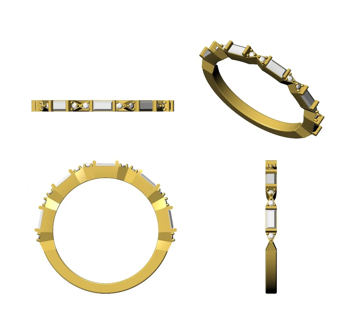 Baguette & Round Diamond Band 