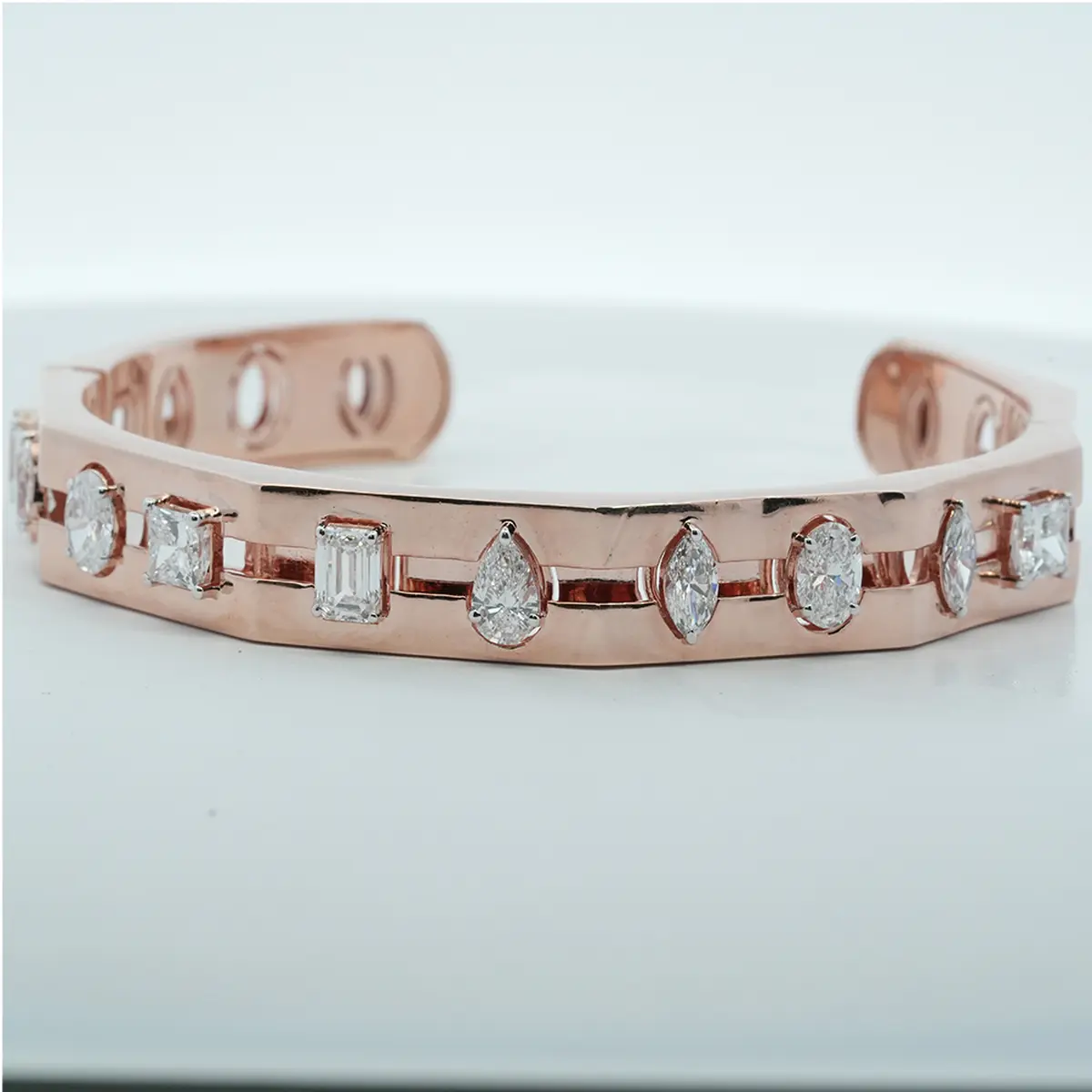 Princess, Emerald, Pear, Marquise & Oval Solid Bracelet 