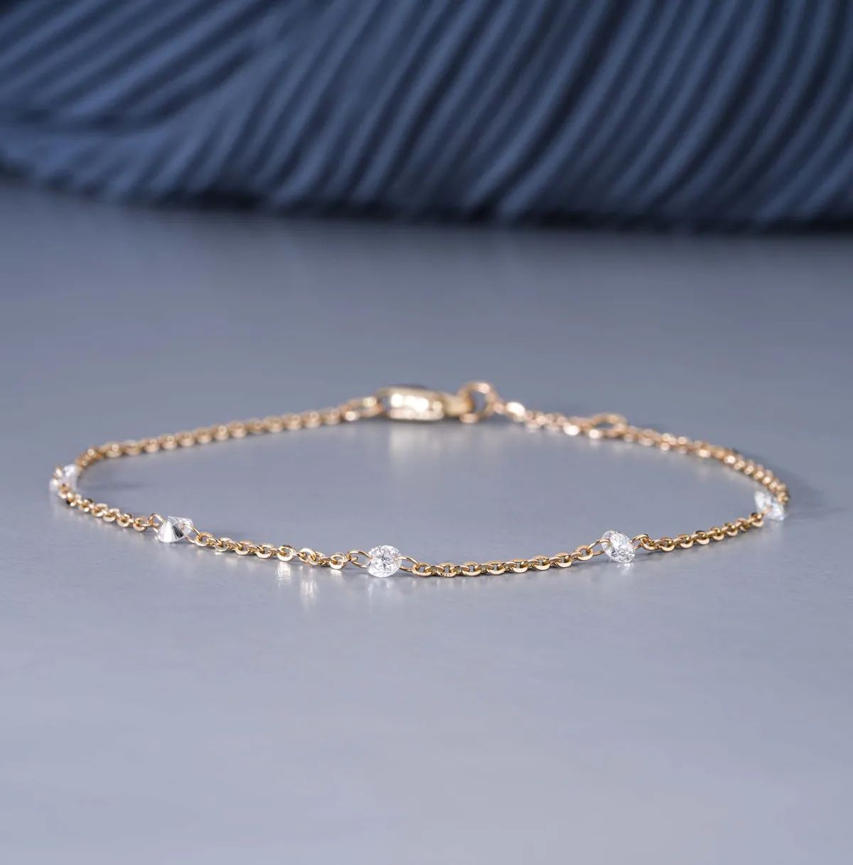 Round Drill Diamond Chain Bracelet 
