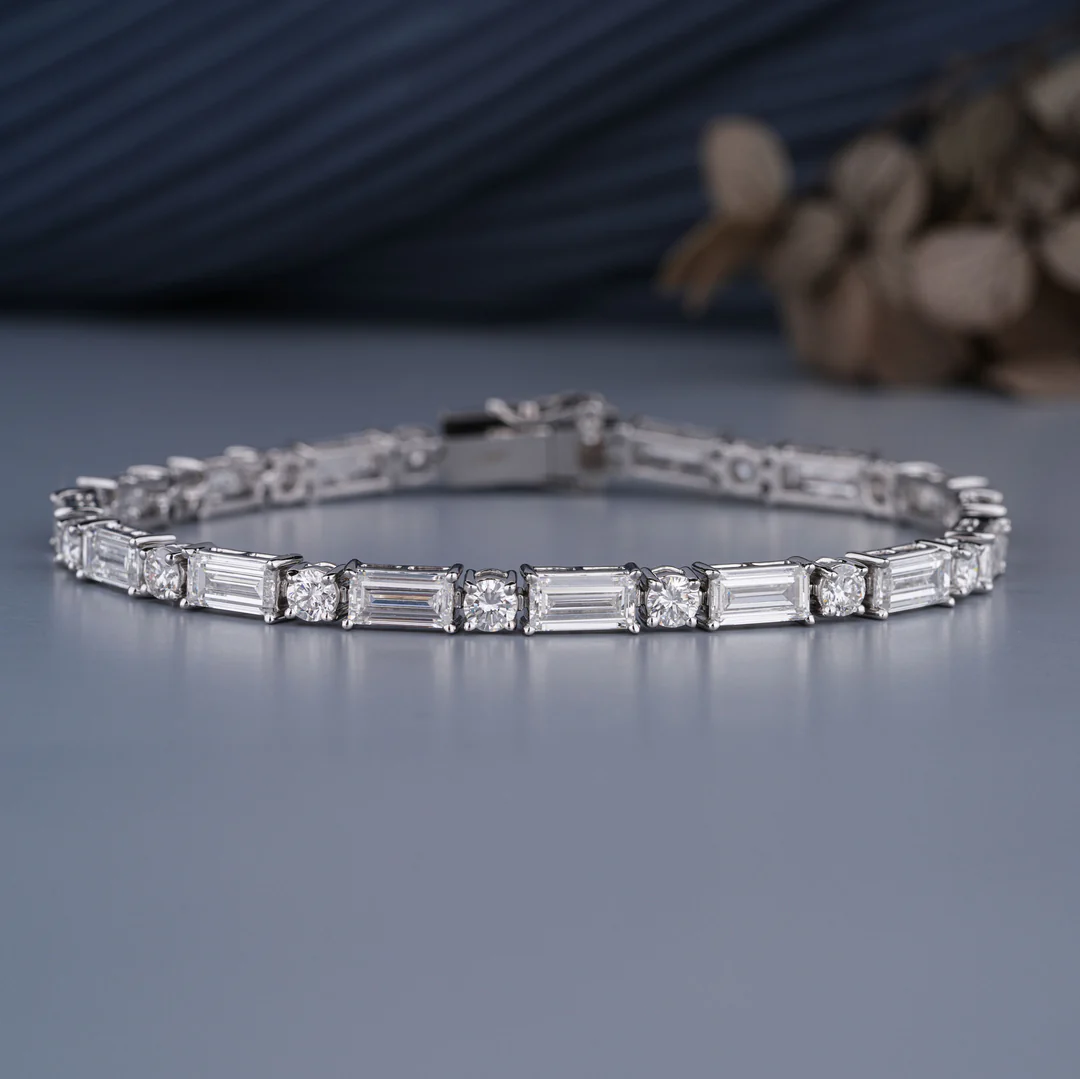 Baguette & Round Diamond Tennis Bracelet 