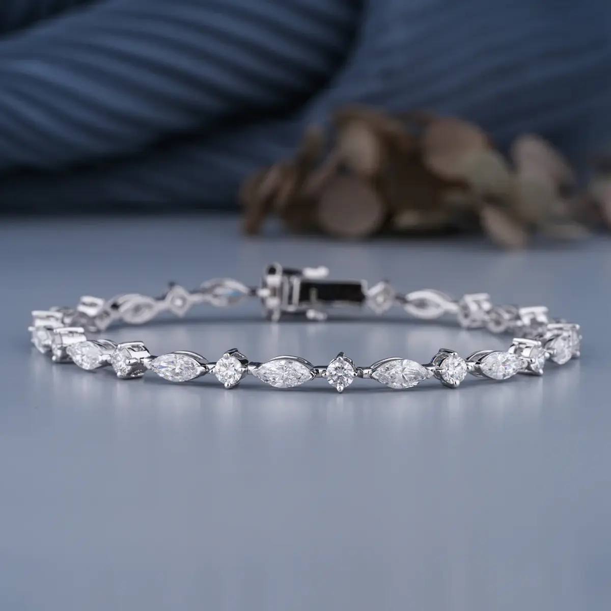 Marquise & Round Diamond Tennis Bracelet 