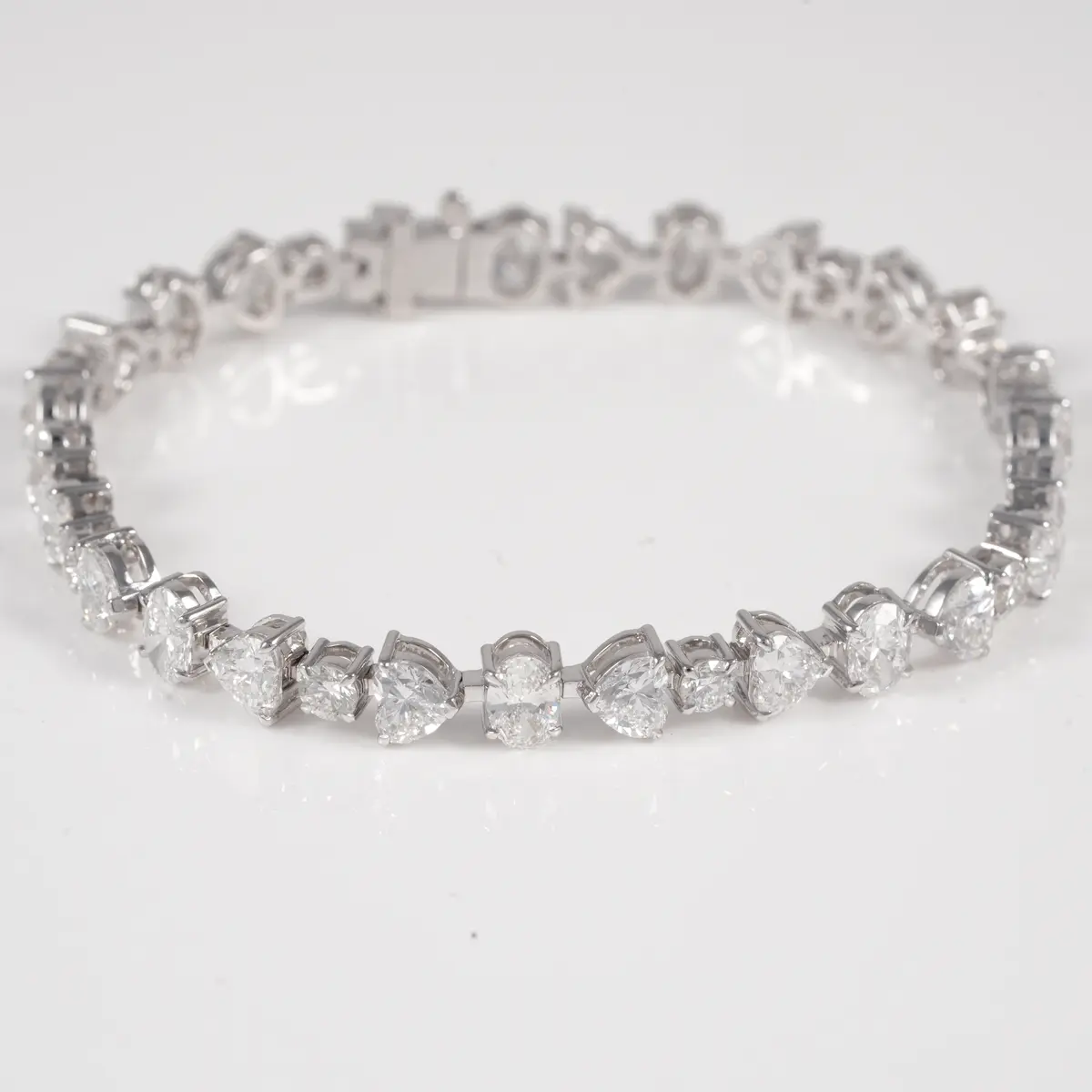 Heart, Oval & Round Diamond Tennis Bracelet 