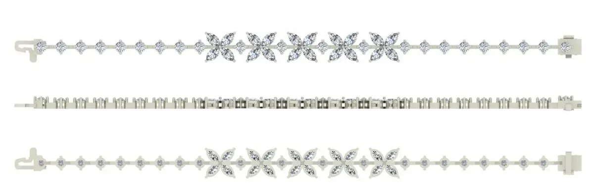 Marquise & Round Diamond Fashion Bracelet 