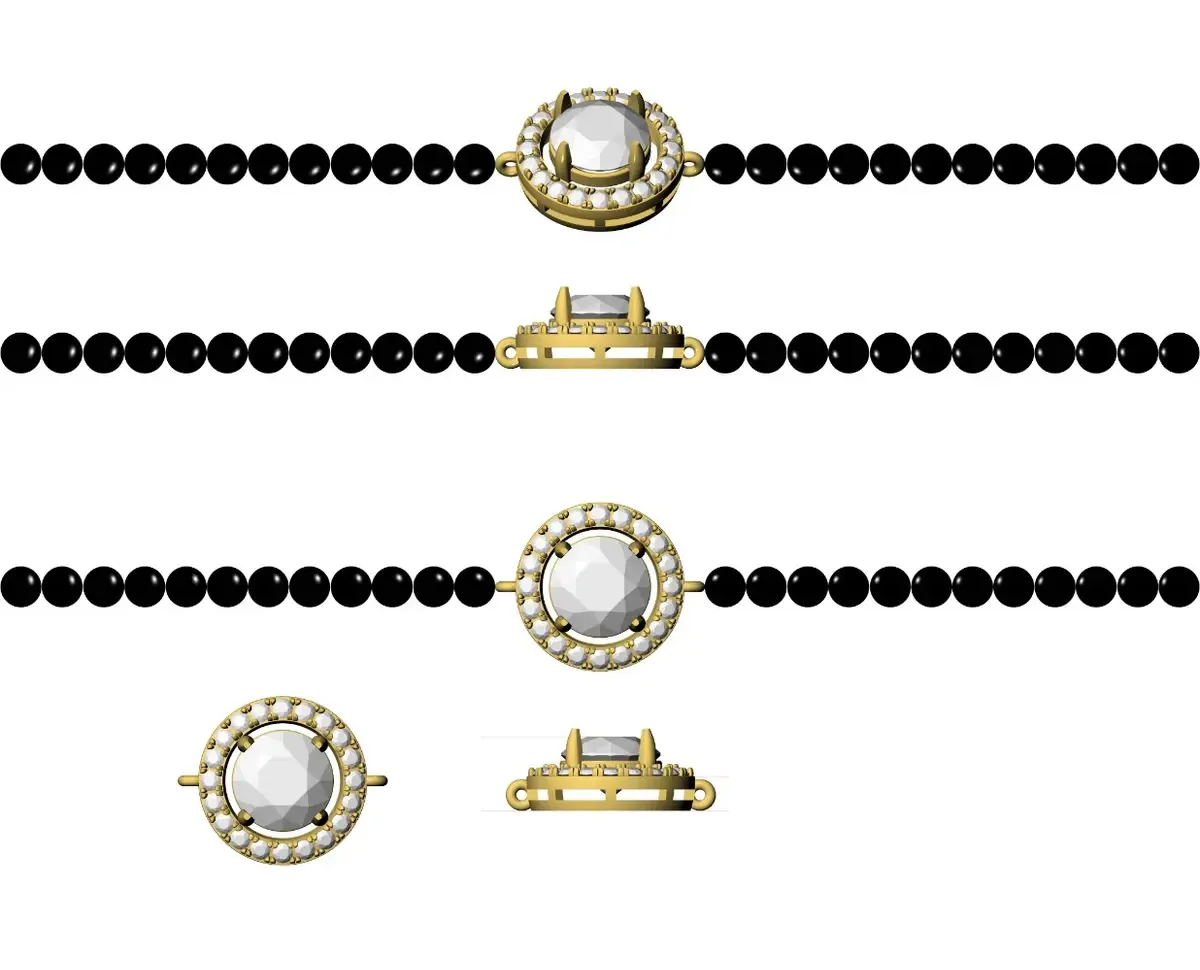 Halo Setting Round Diamond Mangalsutra Bracelet 