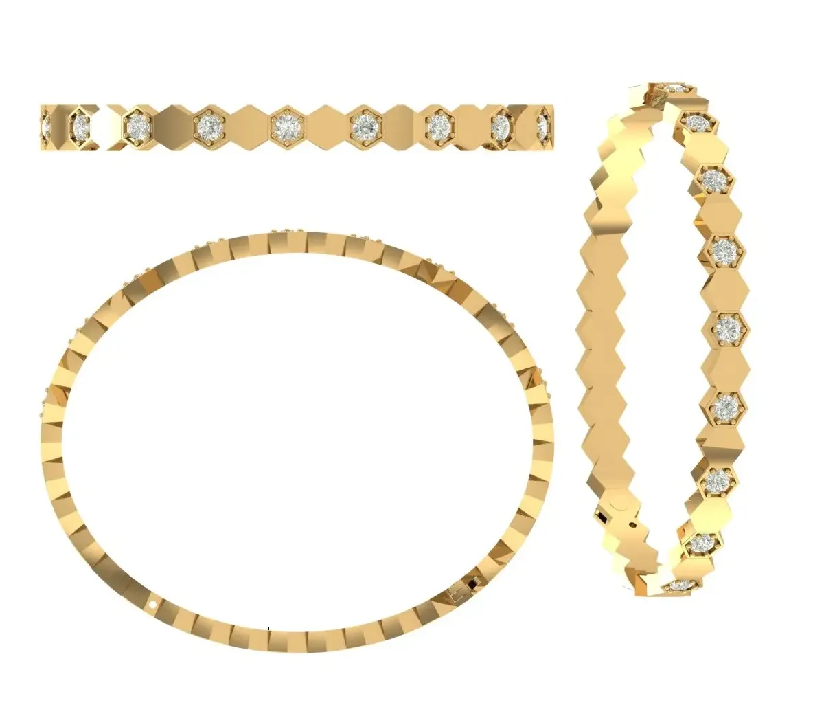 Round Diamond Solid Bracelet 
