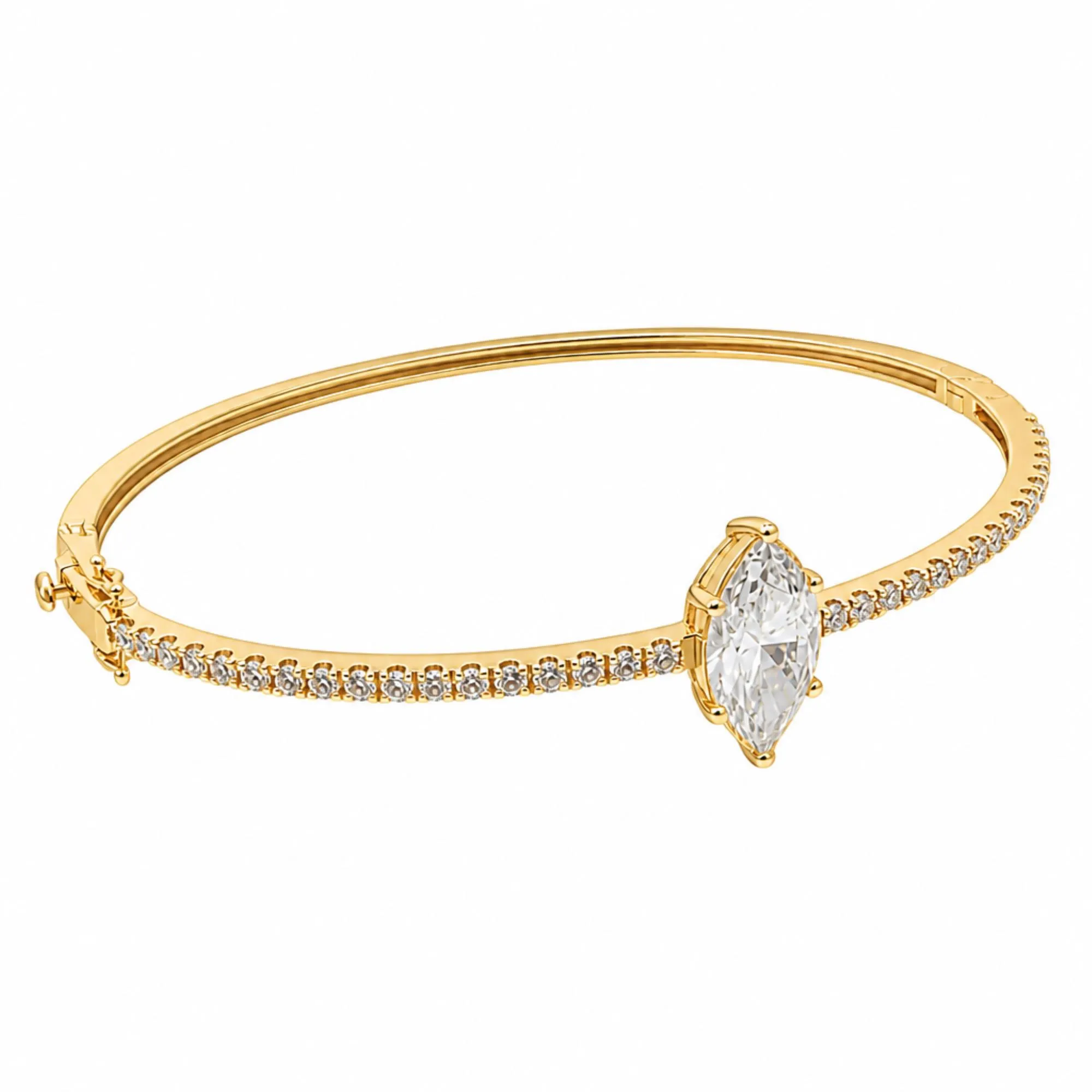 Marquise Diamond Solid Bracelet 