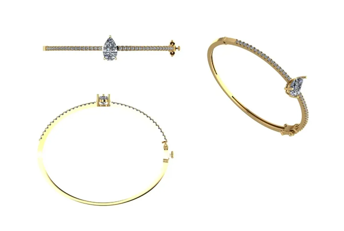 Pear Diamond Solid Bracelet 