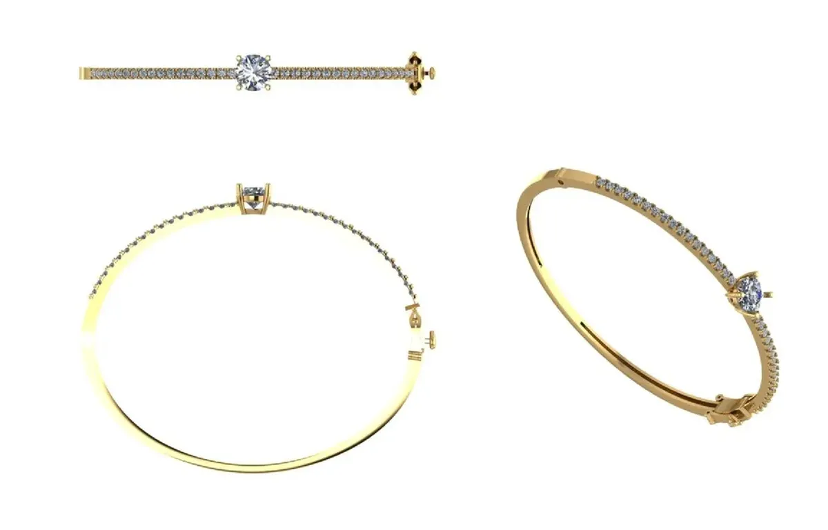 Round Diamond Solid Bracelet 