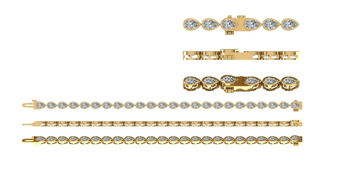 Bezel Setting Pear Diamond Tennis Bracelet 