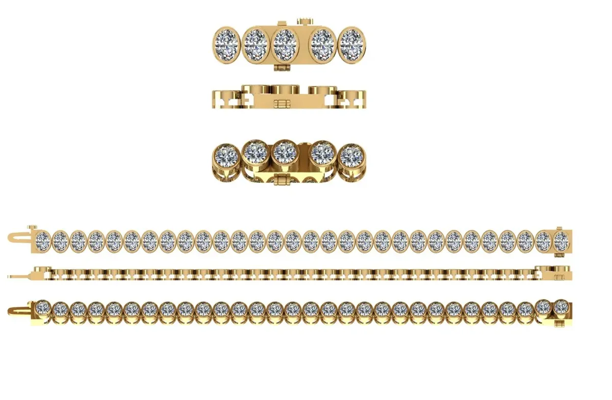 Bezel Setting Oval Diamond Tennis Bracelet 