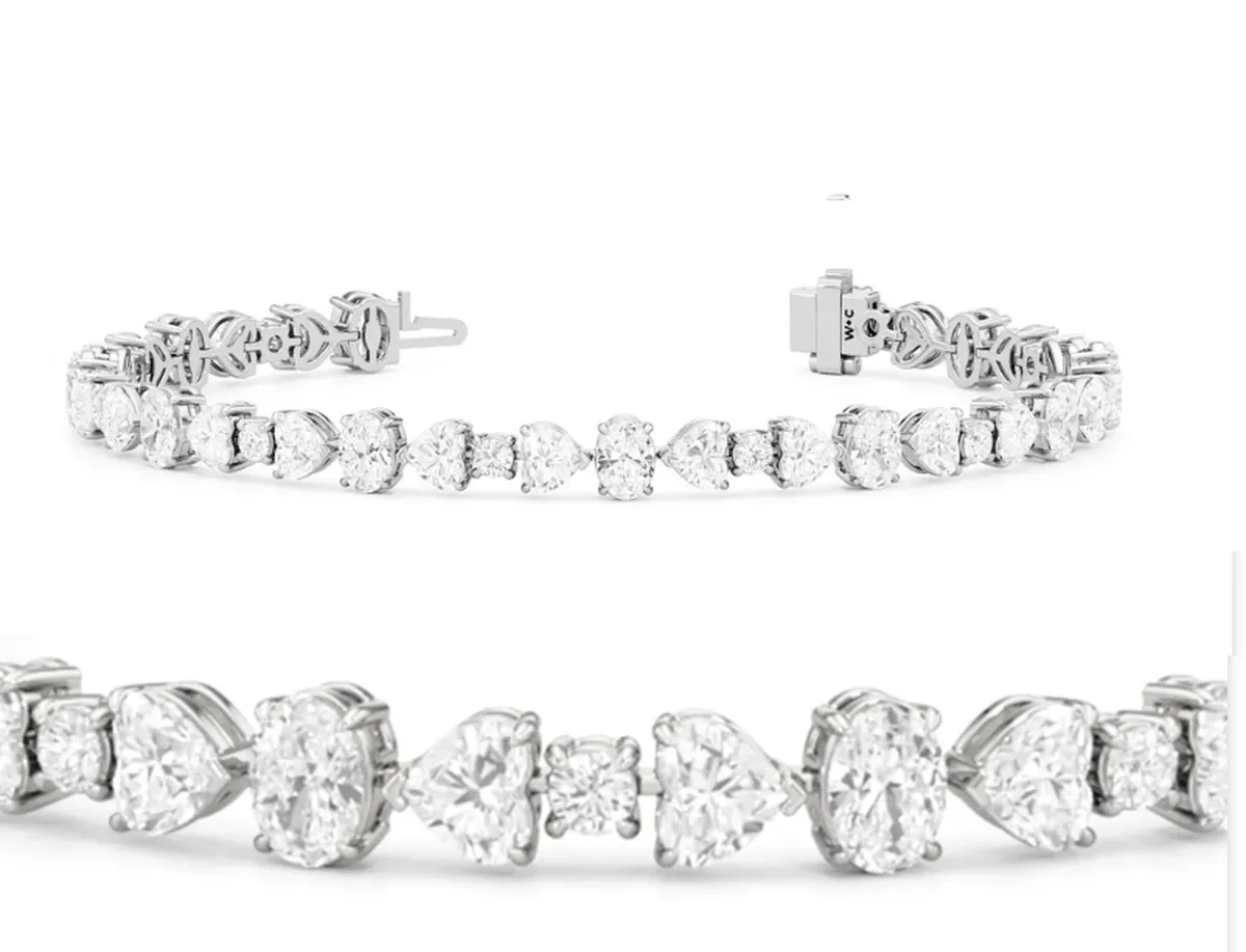 Heart , Oval & Round Diamond Bracelet 