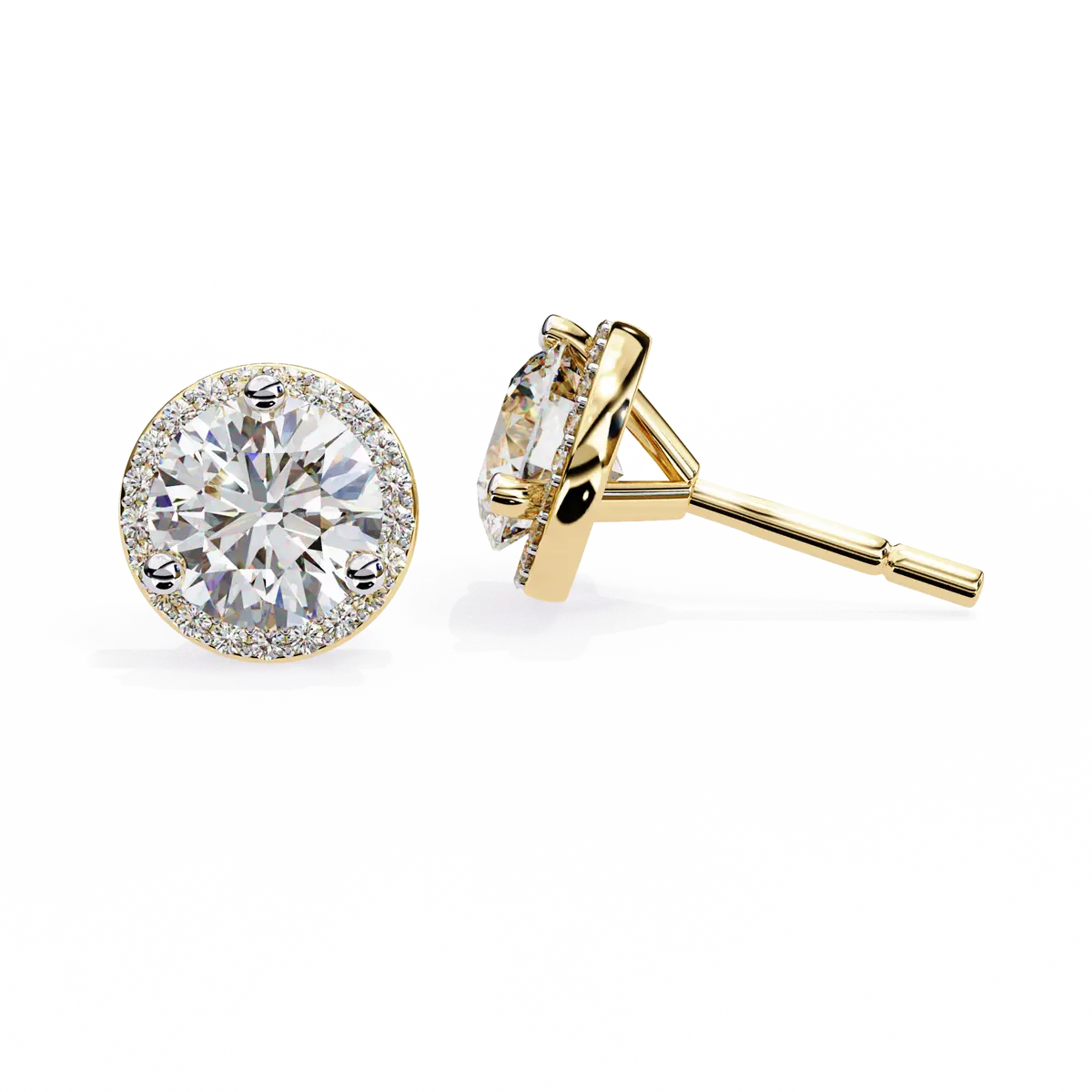 Halo Setting Round Diamond Earring 