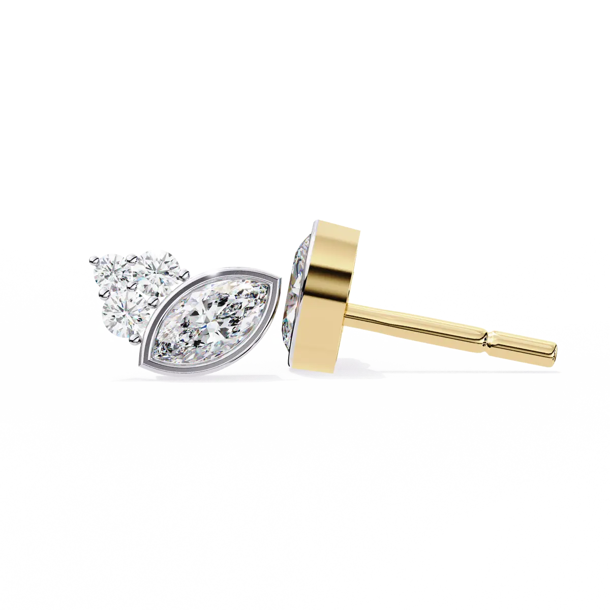 Bezel Setting Marquise & Round Diamond Fashion Earring 