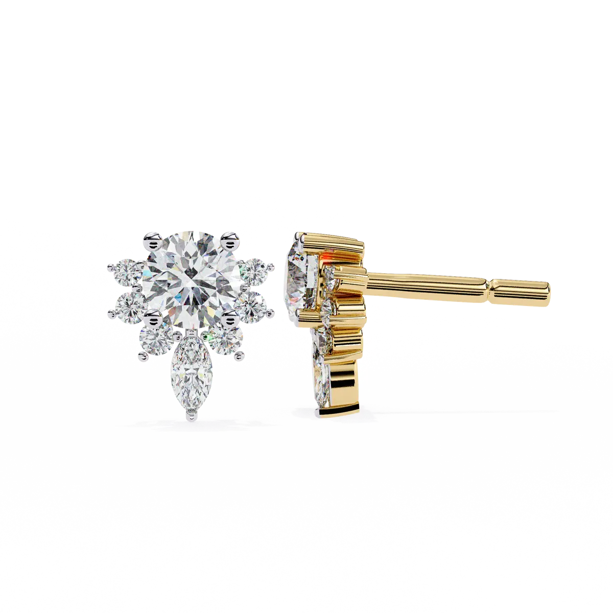 Marquise & Round Diamond Fashion Earring 