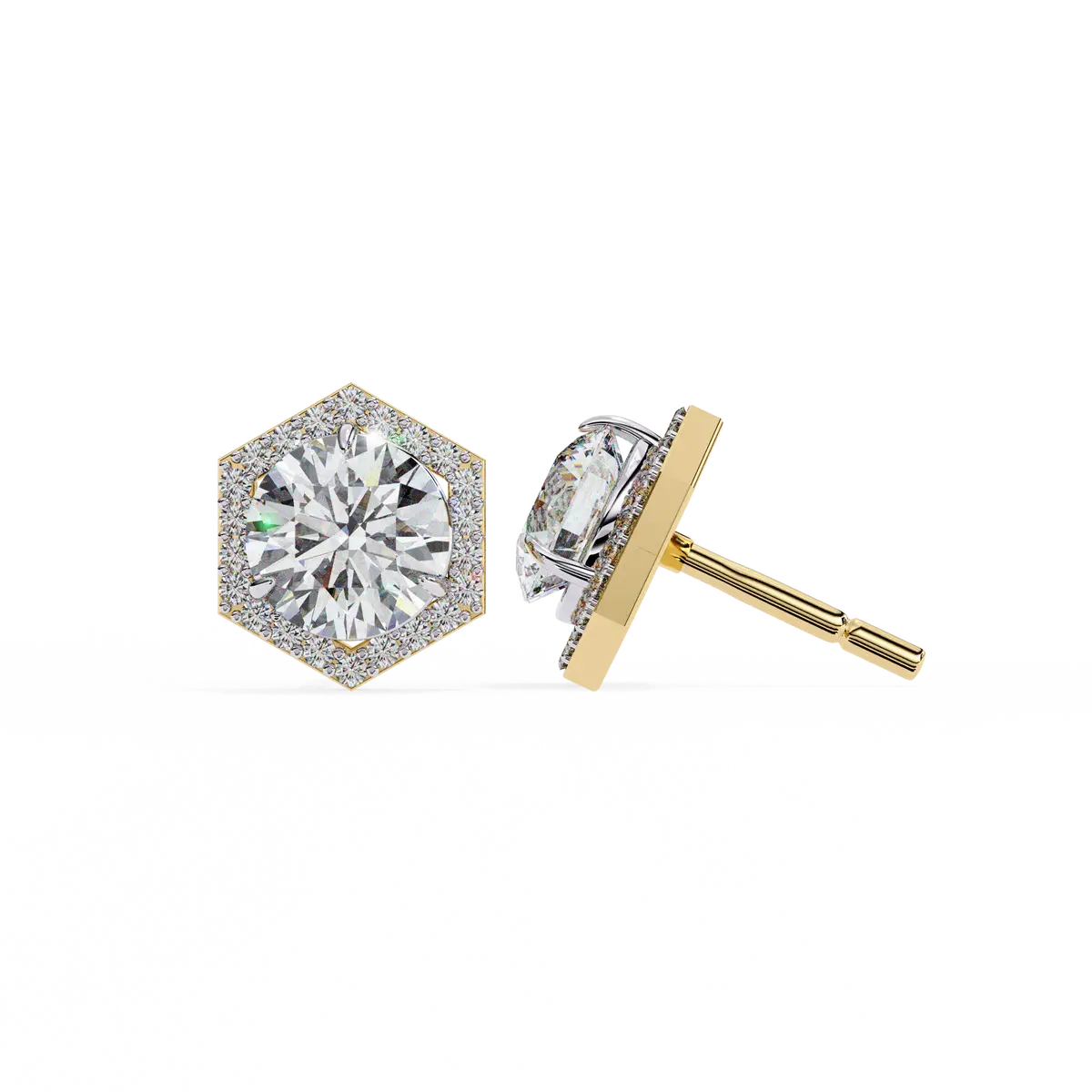 Halo Setting Round Diamond Earring 