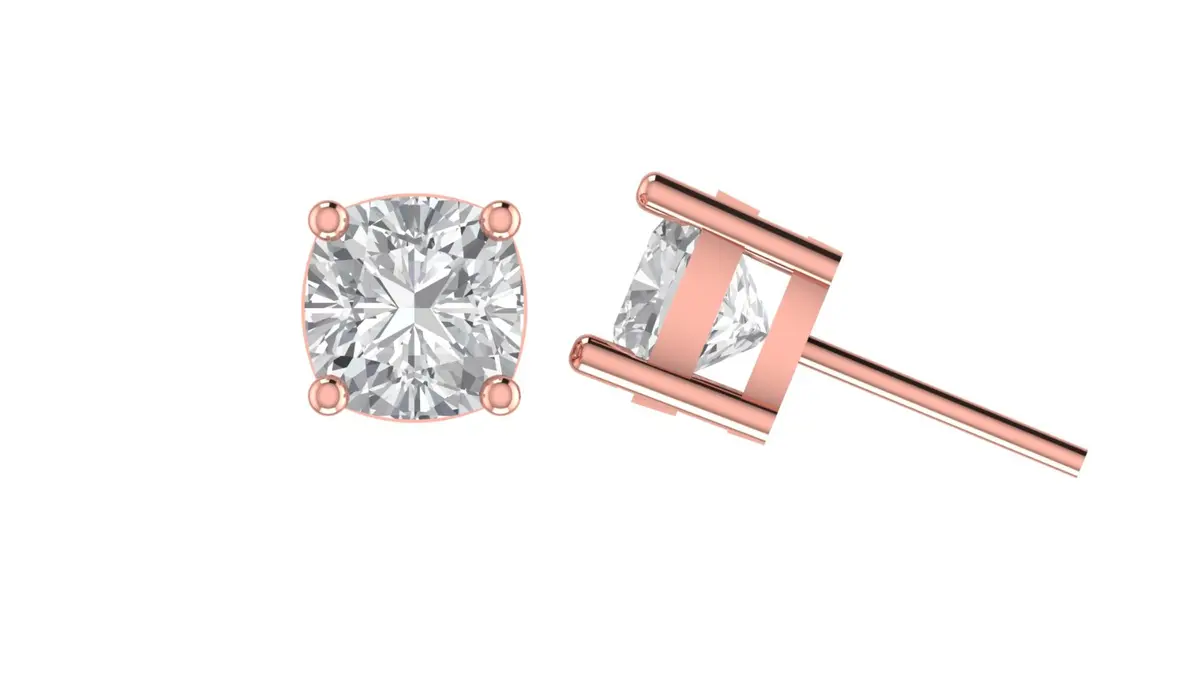 Cushion Diamond Solitaire Earring 