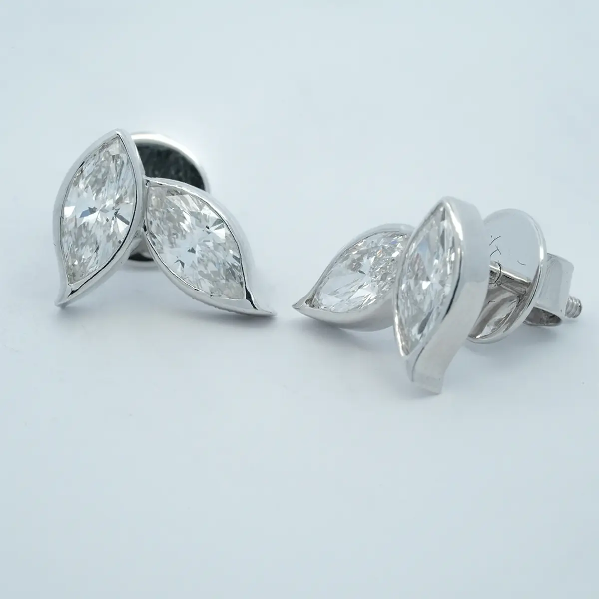 Bezel Setting Marquise Diamond Fashion Earring 