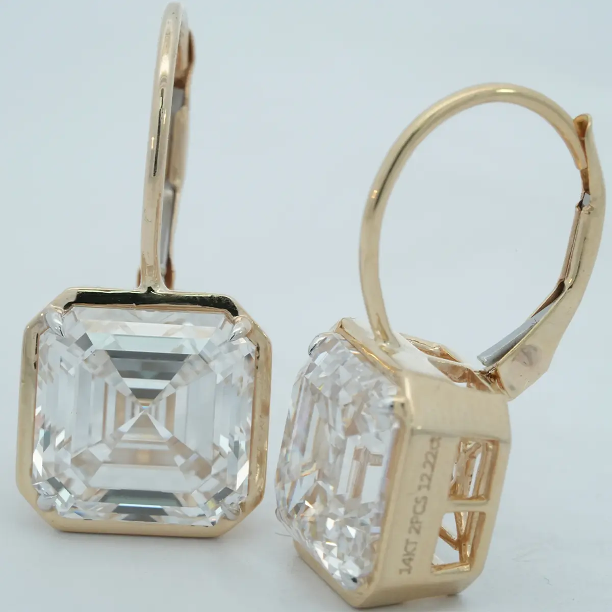 Bezel Setting Ascher Diamond Hoops Earring 