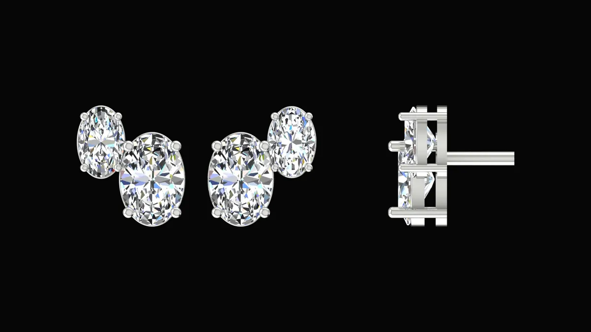 Oval Diamond Fashion Earring 