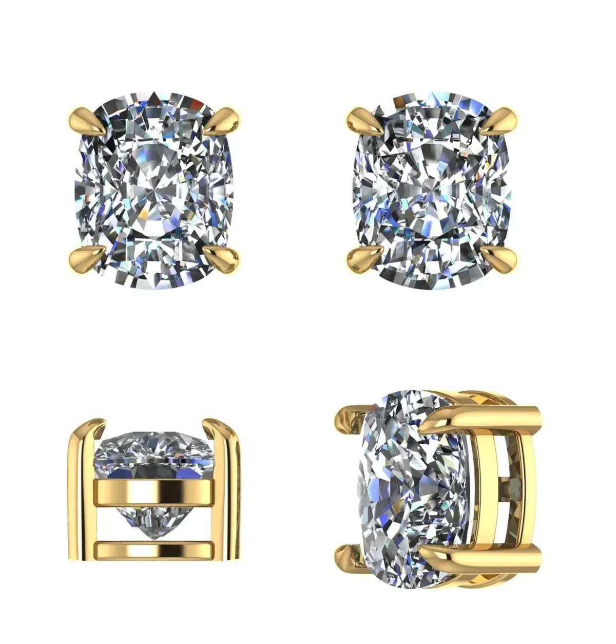 Cushion Diamond Solitaire Earring 