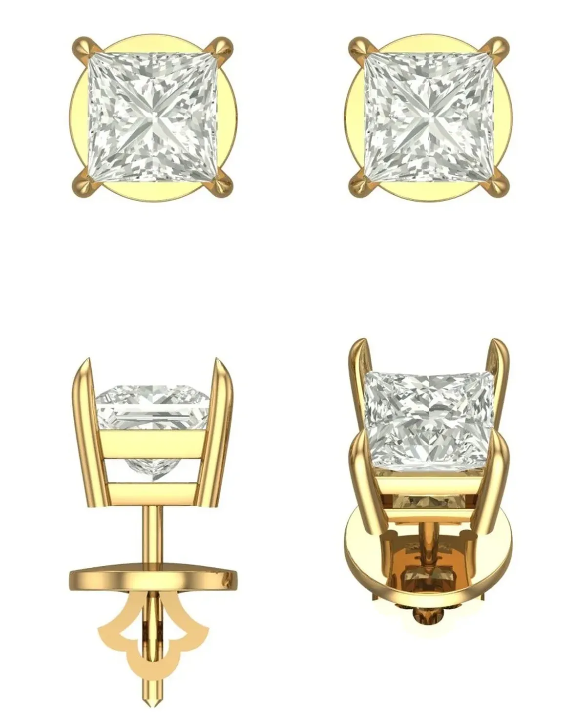 Princess Diamond Solitaire Earring 