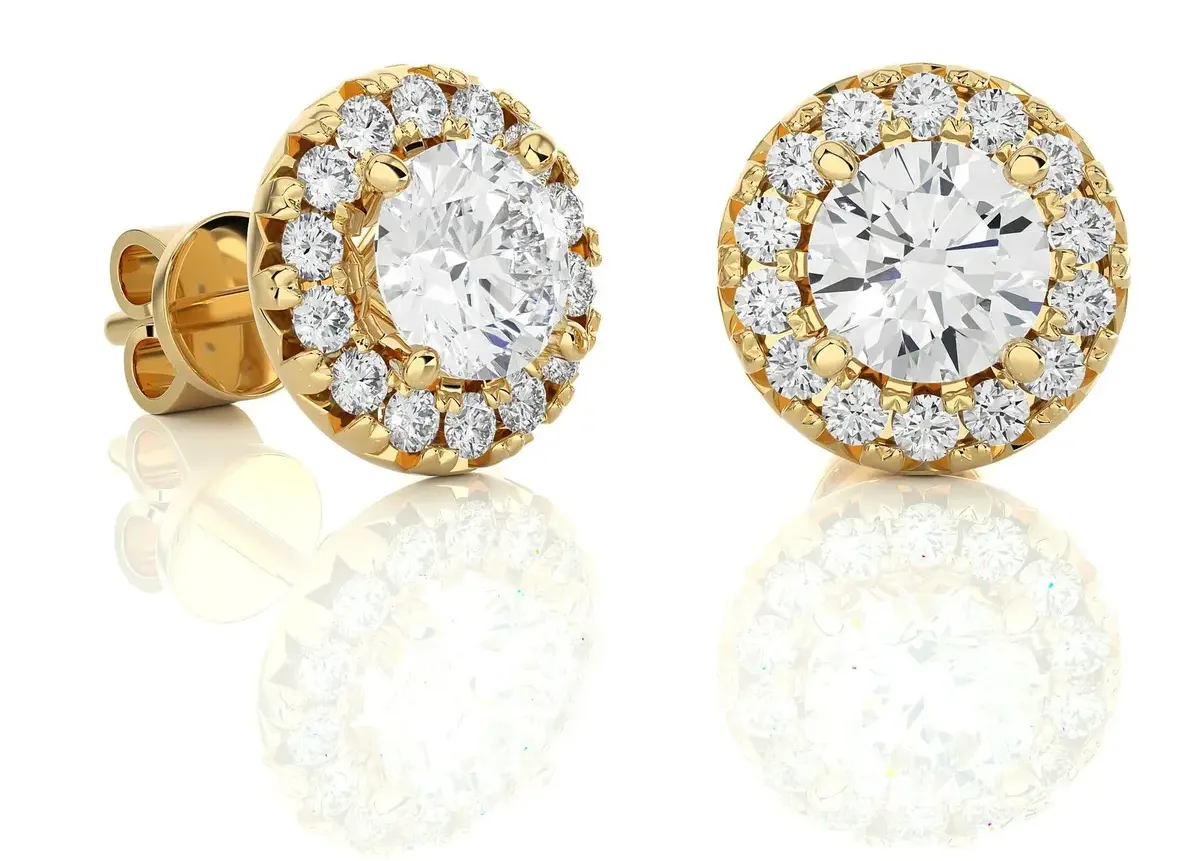 Halo Setting Round Diamond Earring 