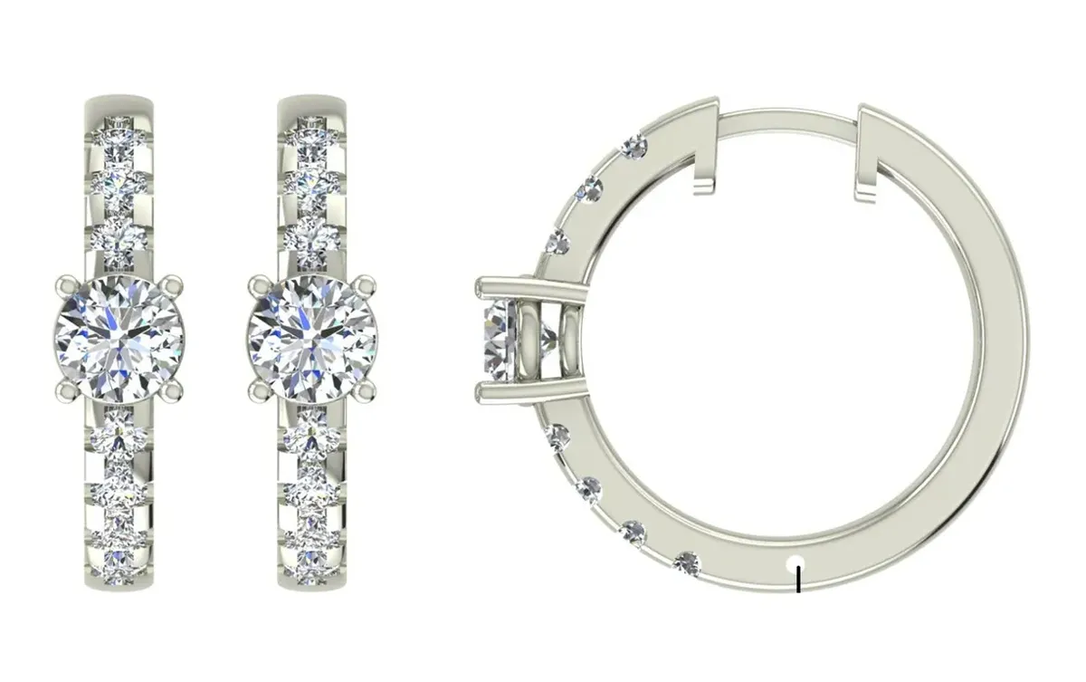 Round Diamond Hoops Earring 