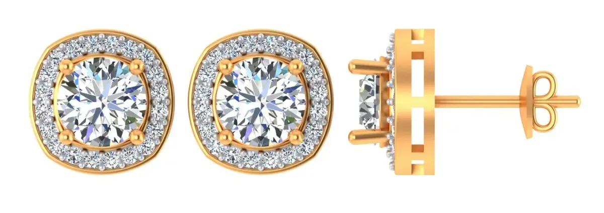 Halo Setting Round Diamond Earring 