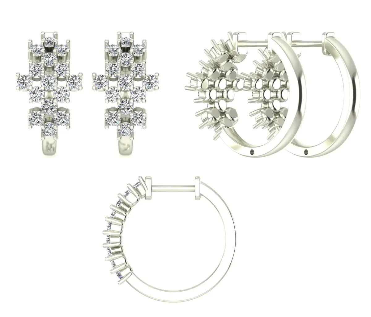 Round Diamond Hoops Earring