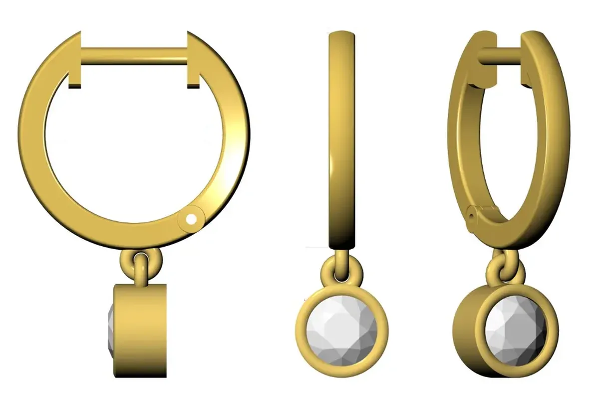 Bezel Setting Round Diamond Hoops Earring 