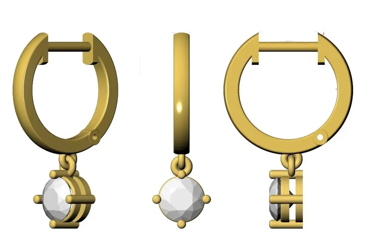 Round Diamond Hoops Earring 