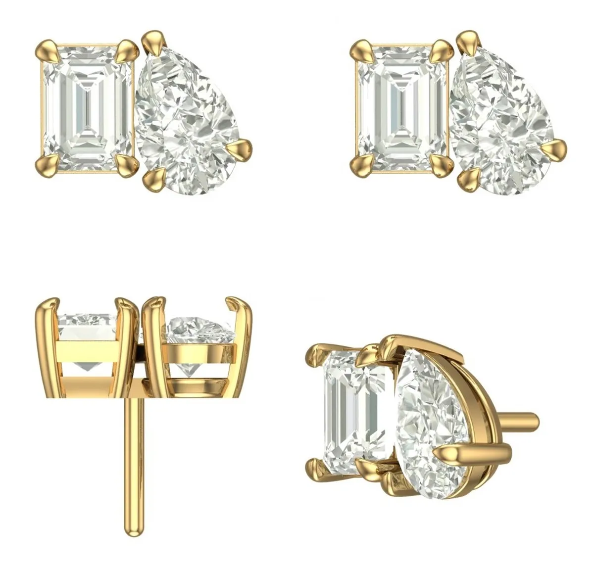 Emerald & Round Diamond Fashion Earring 