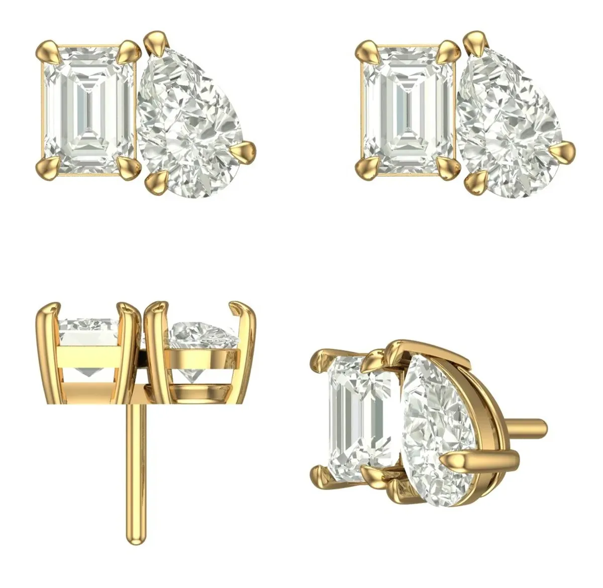 Emerald & Pear Diamond Fashion Earring 