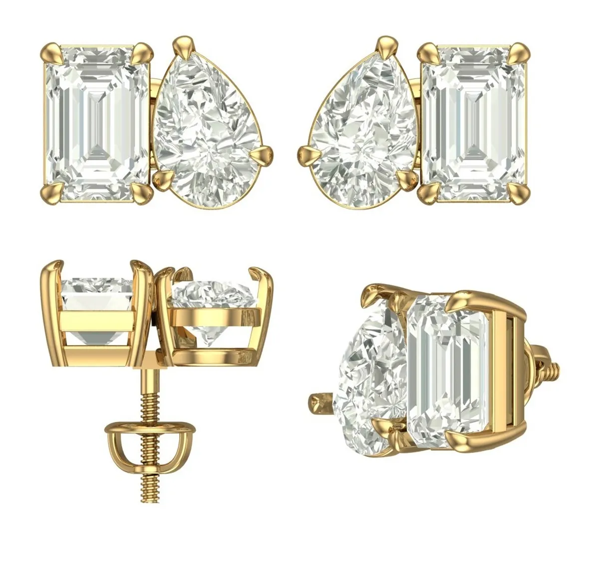 Emrald & Pear Diamond Fashion Earring