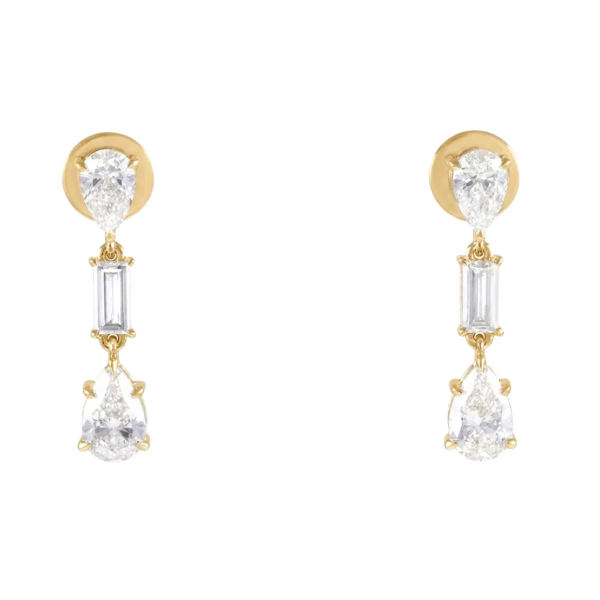 Baguette & Pear Diamond Fashion Earring 