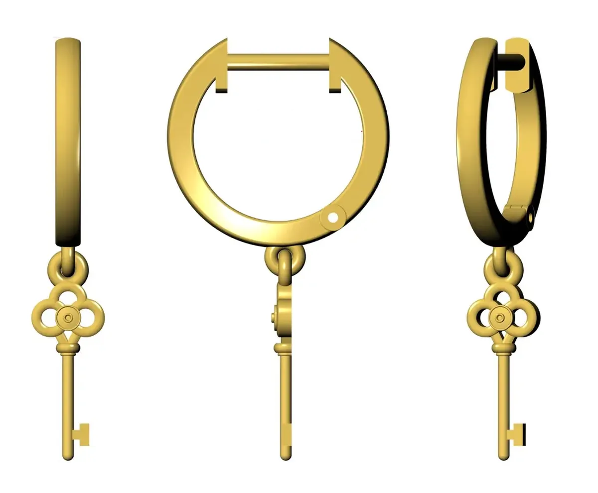 Gold Hanging Hoops Earring 