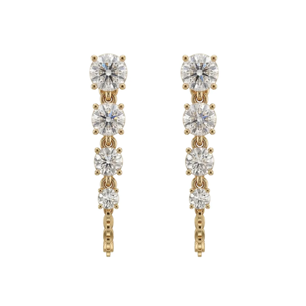 Round Diamond Chain Drop Earring 