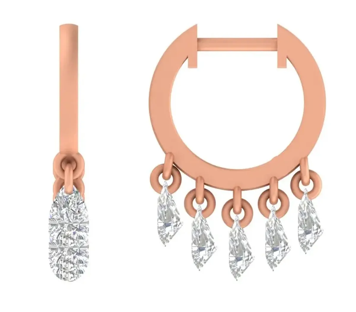 Pear Drill Diamond Hoops Earring 