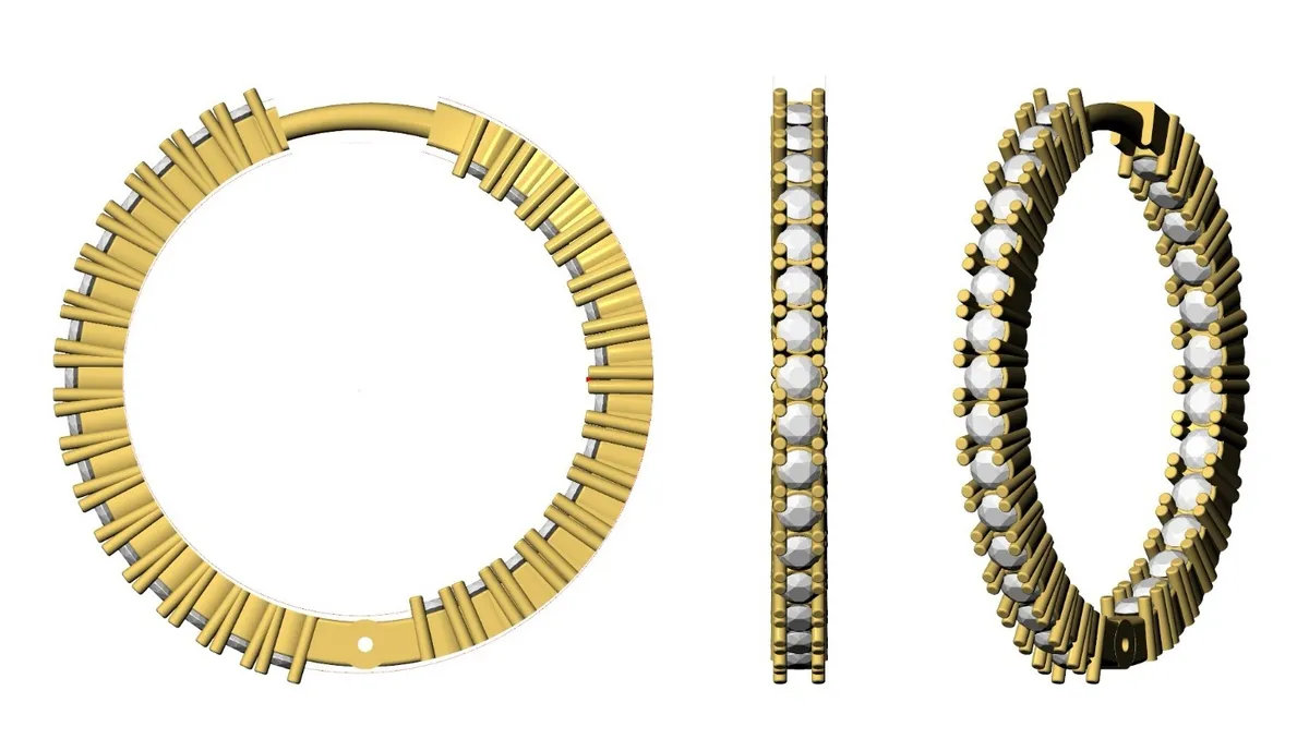 Round Diamond Hoops Earring 