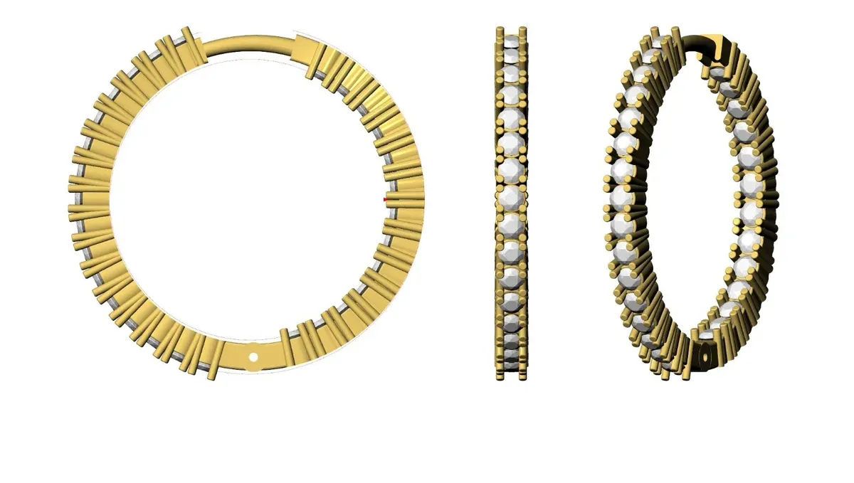 Round Diamond Hoops Earring 