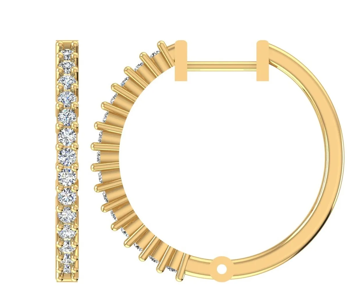 Round Diamond Hoops Earring 