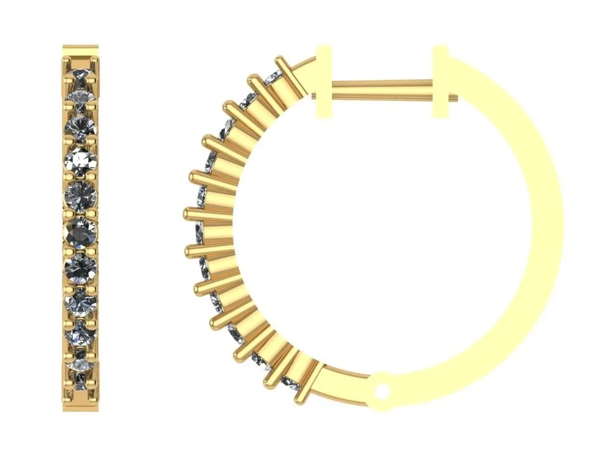 Round Diamond Hoops Earring 