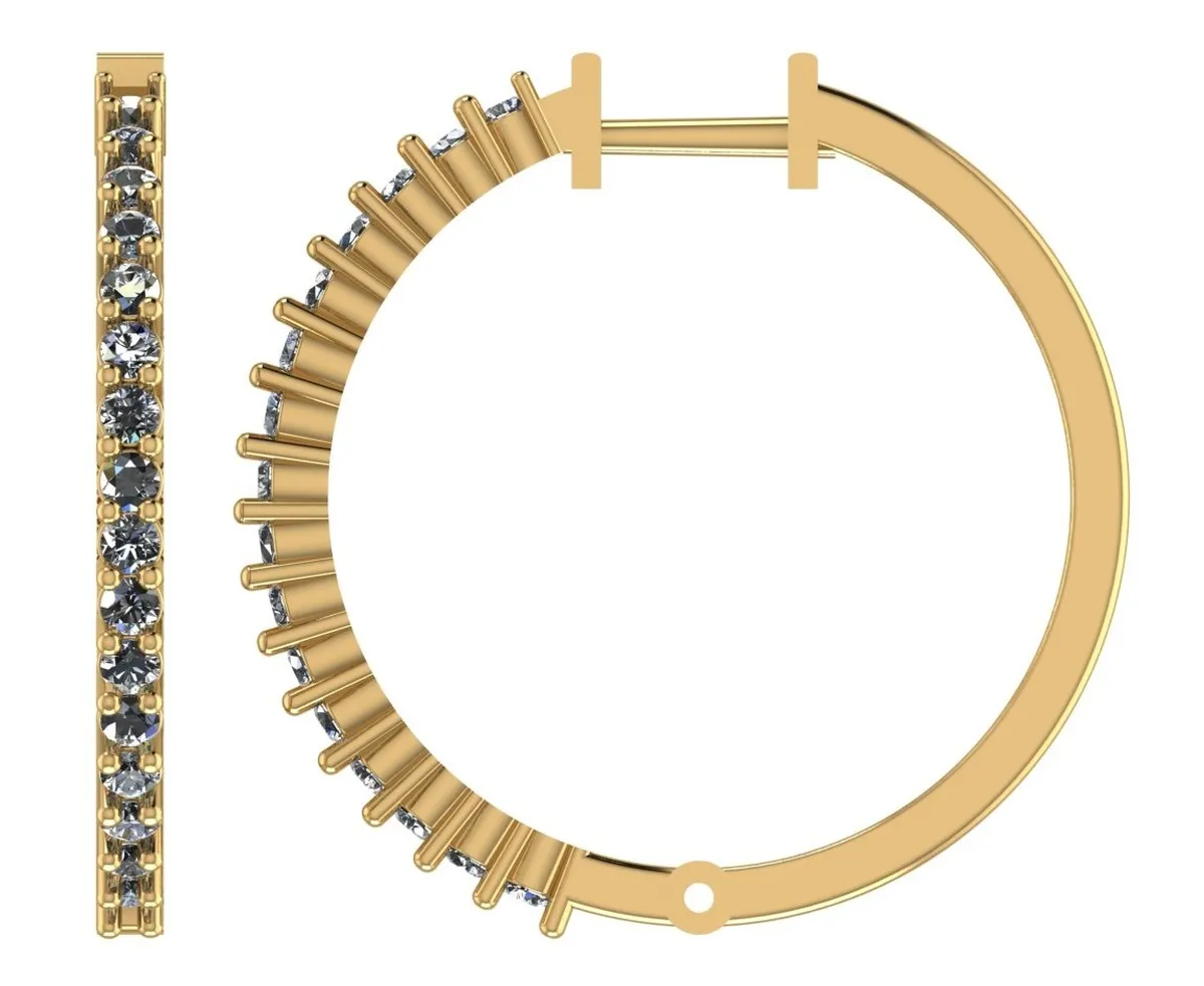 Round Diamond Hoops Earring 