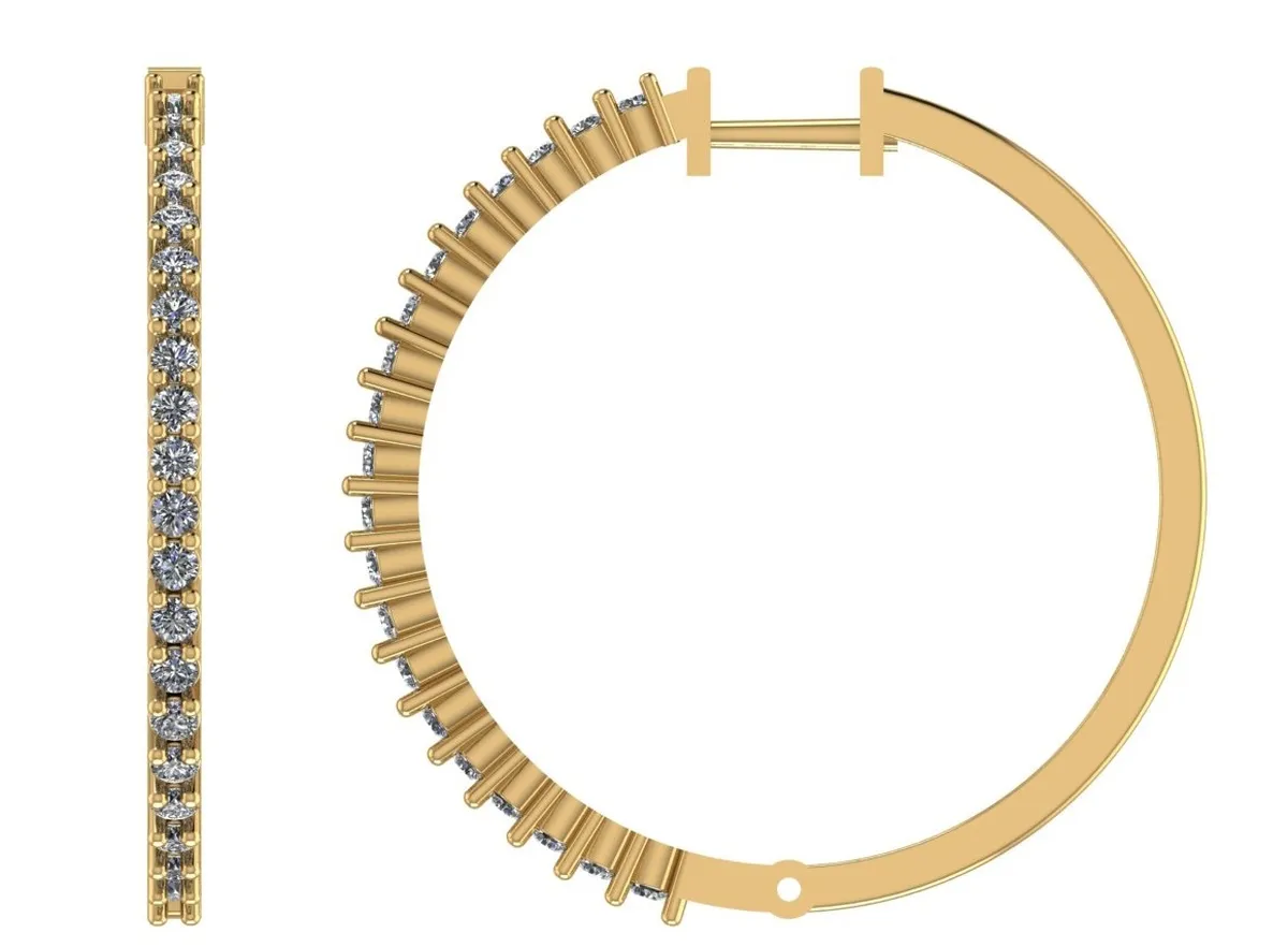 Round Diamond Hoops Earring 