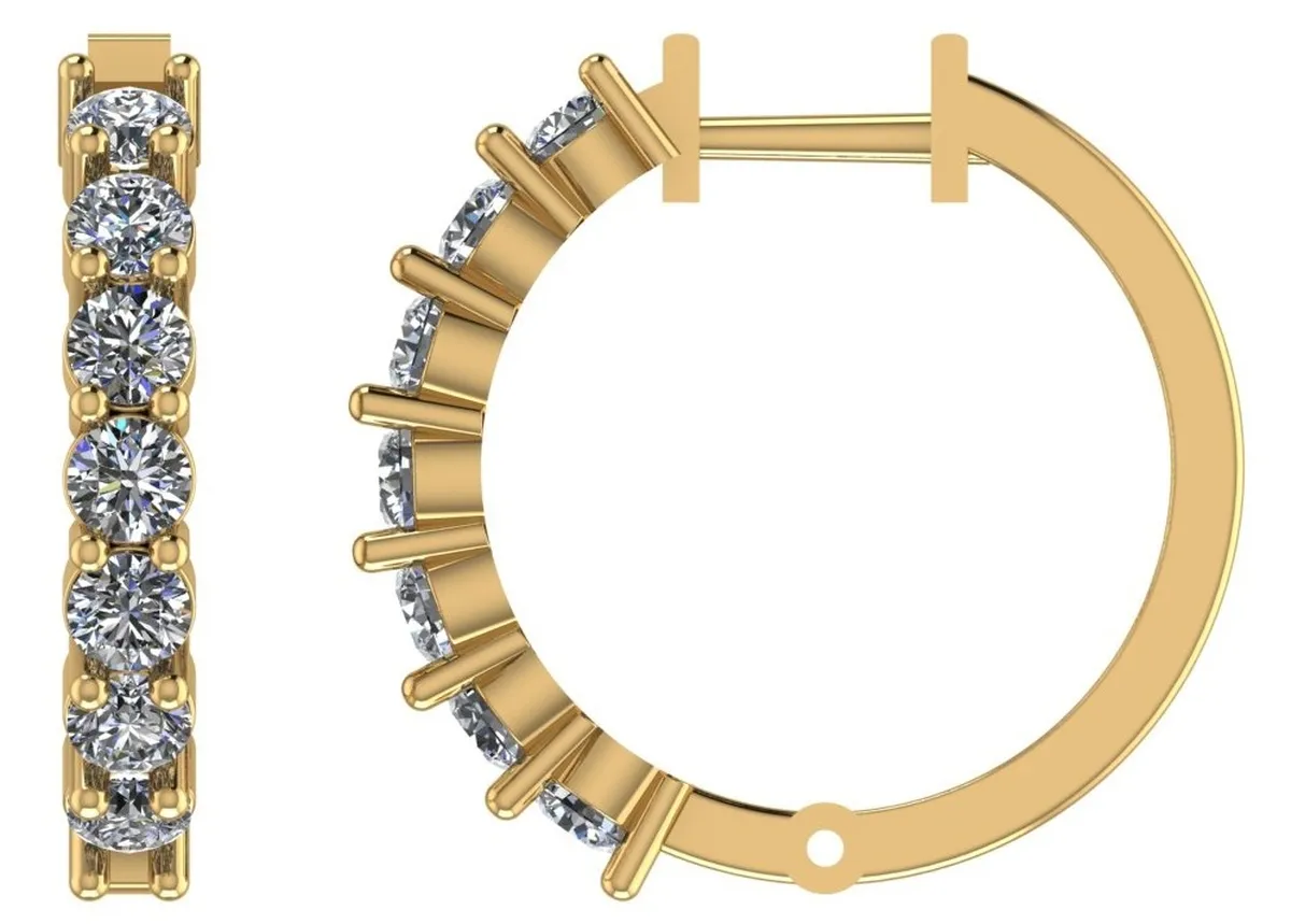 Round Diamond Hoops Earring 