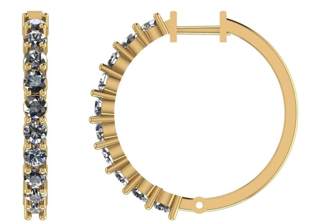 Round Diamond Hoops Earring 