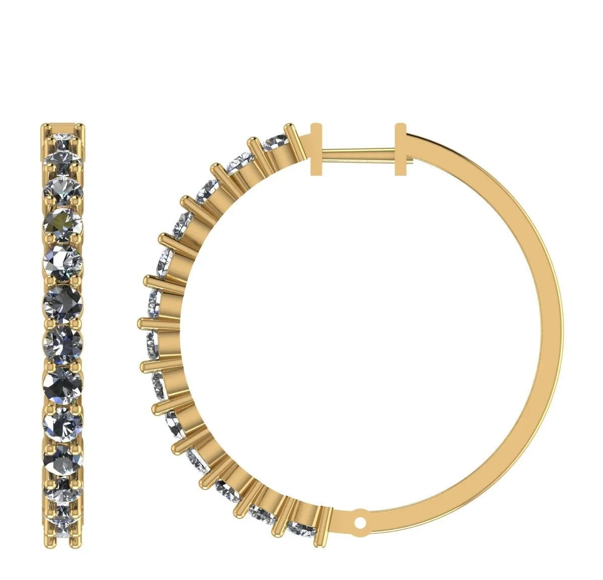 Round Diamond Hoops Earring 