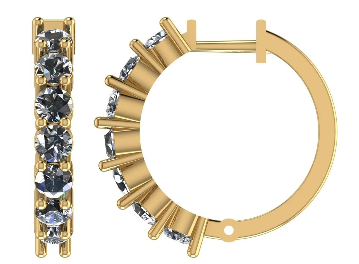 Round Diamond Hoops Earring 