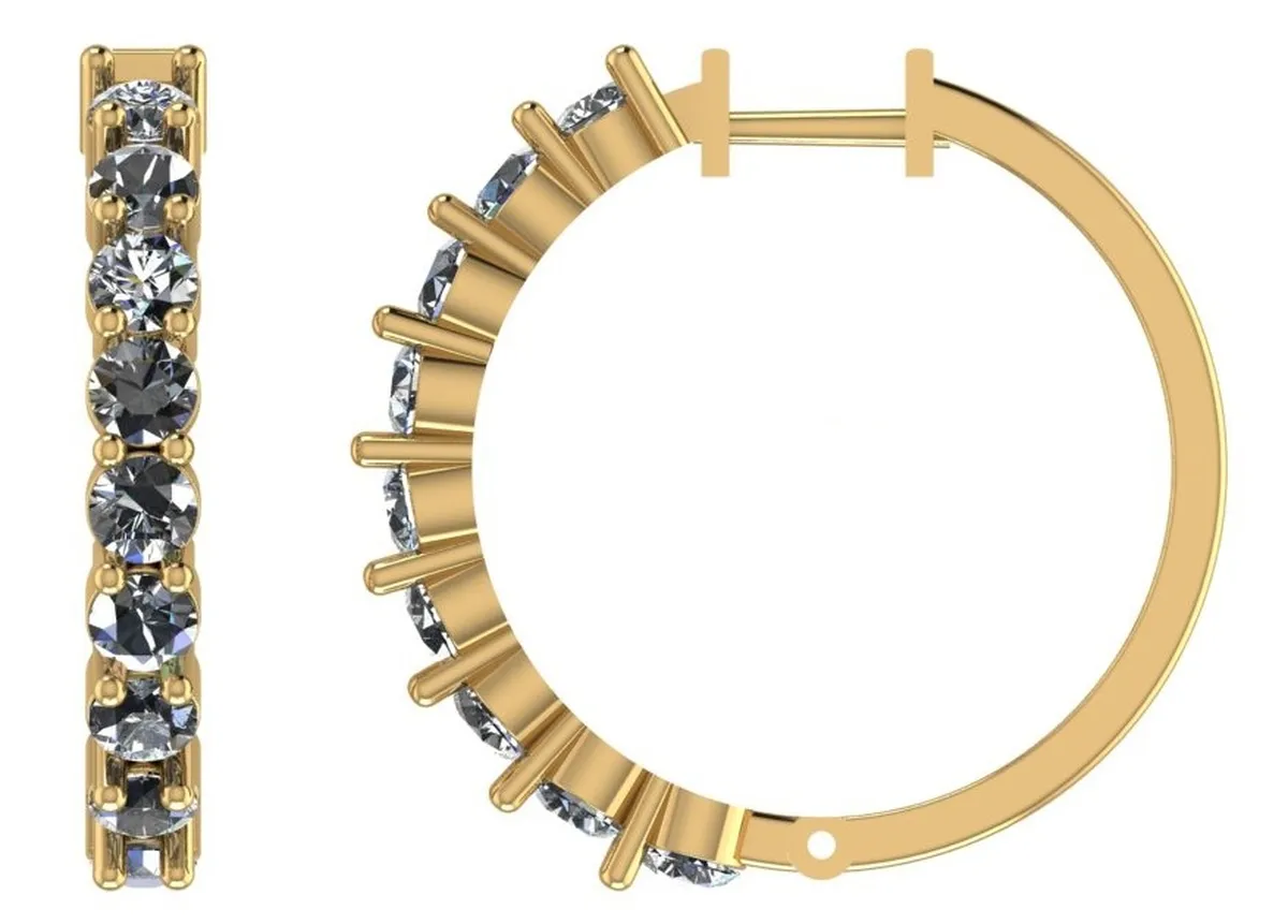 Round Diamond Hoops Earring 