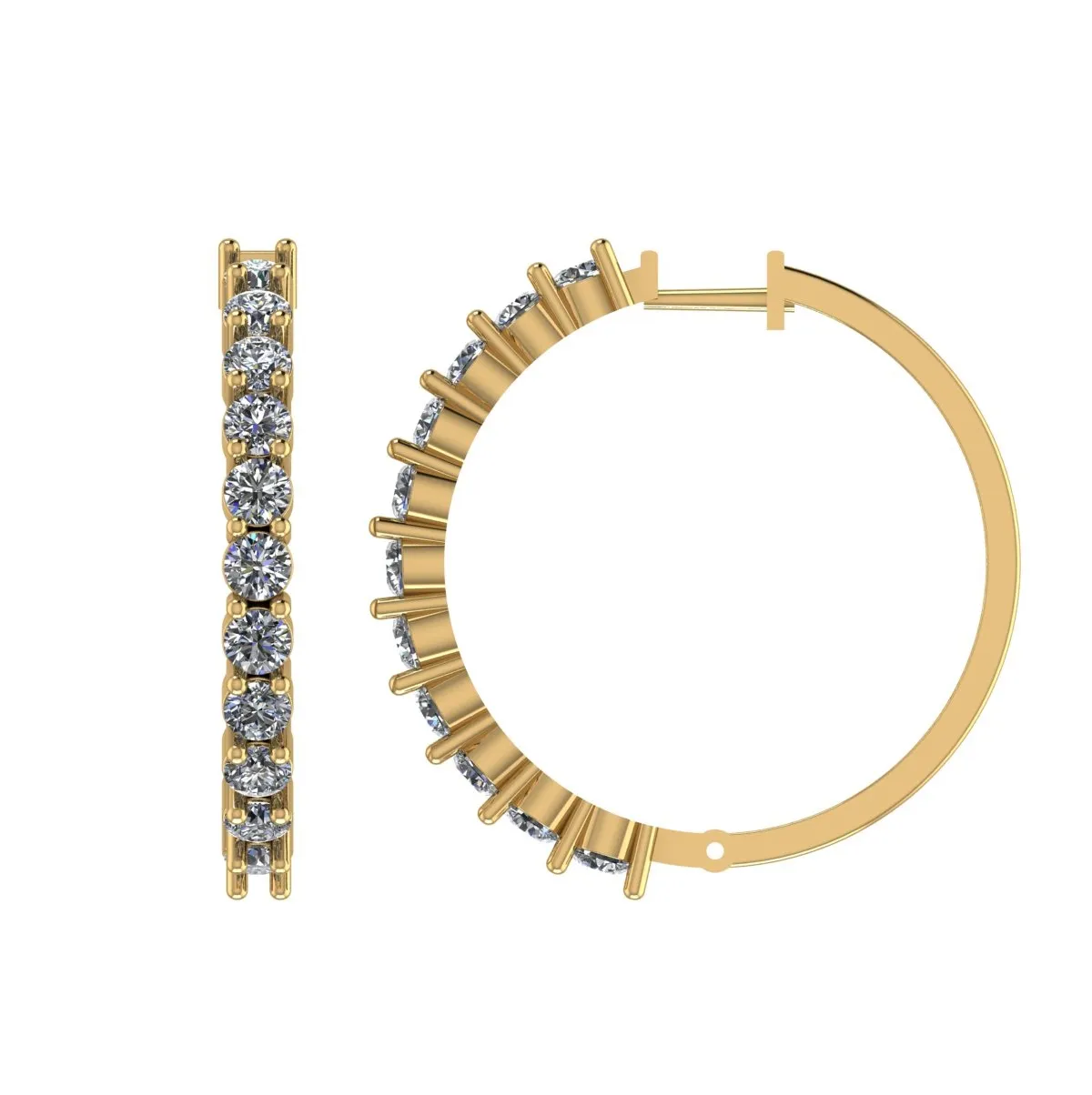 Round Diamond Hoops Earring 